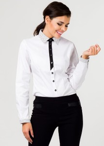 Elegancka koszula damska z czarnymi dodatkami Mona